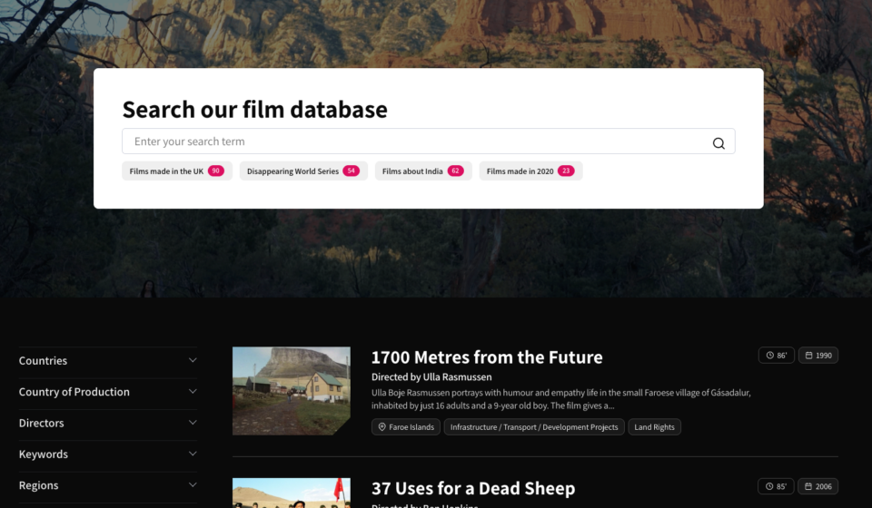 Screenshot of RAI film website